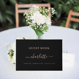 Guest book Graduation Party black rose gold
