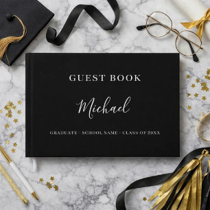 Guest book Graduation Party black silver