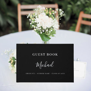Guest book Graduation Party black silver
