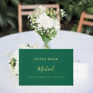 Guest book Graduation Party emerald green gold