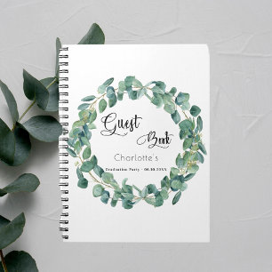 Guest book graduation party eucalyptus greenery