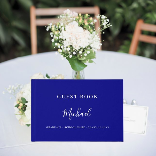 Guest book Graduation Party navy blue silver (Creator Uploaded)