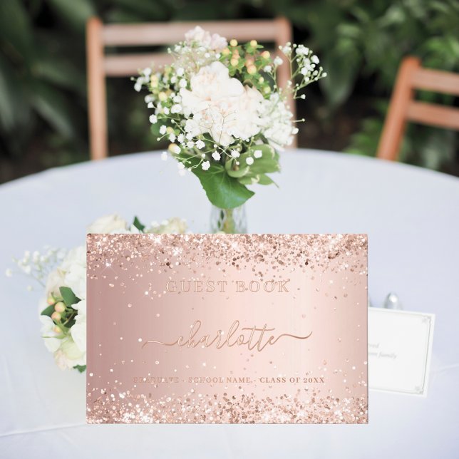 Guest book Graduation Party rose gold confetti (Creator Uploaded)