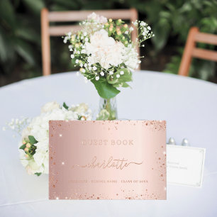 Guest book Graduation Party rose gold glitter
