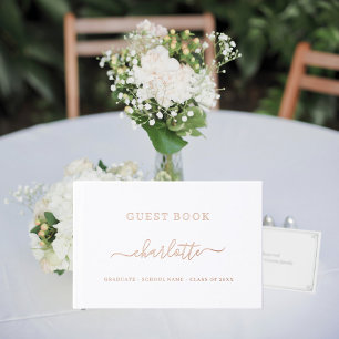 Guest book Graduation Party rose gold white