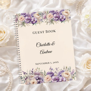 Guest Book lavender champagne floral wedding