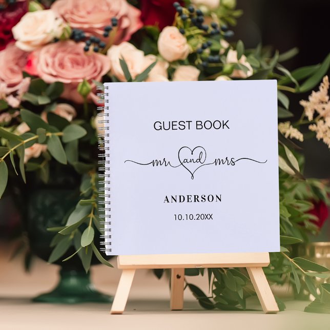Guest book lavender mr mrs heart script wedding  (Creator Uploaded)