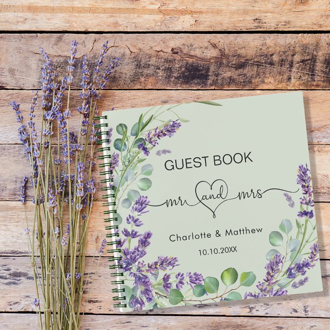 Guest book lavender sage green mr mrs wedding  (Creator Uploaded)
