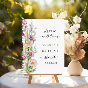 Guest book Love in bloom pink purple Bridal Shower