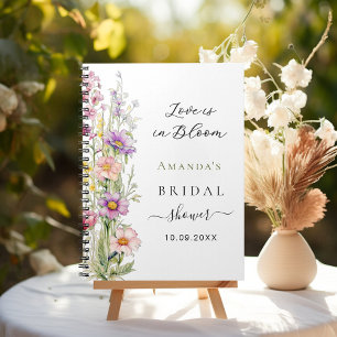 Guest book Love in bloom pink purple Bridal Shower