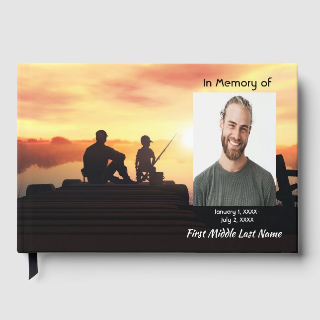 Guest Book Memorial Fisherman Fishing Fish (Front)