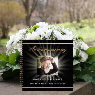 Guest book memorial funeral black gold photo