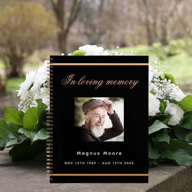 Guest book memorial funeral black gold photo (Creator Uploaded)