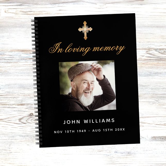 Guest book memorial funeral black gold photo (Creator Uploaded)