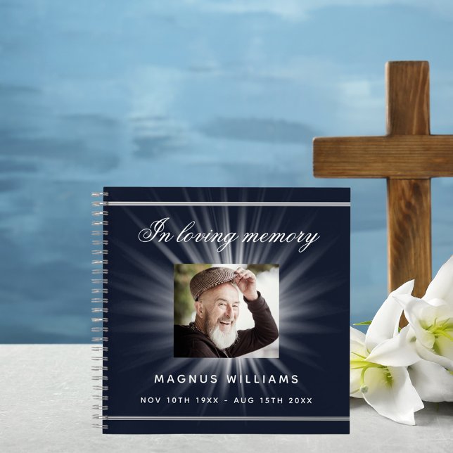 Guest book memorial funeral blue white photo (Creator Uploaded)