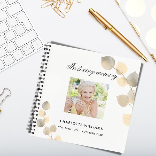 Guest book memorial funeral ecalyptus golden (Creator Uploaded)