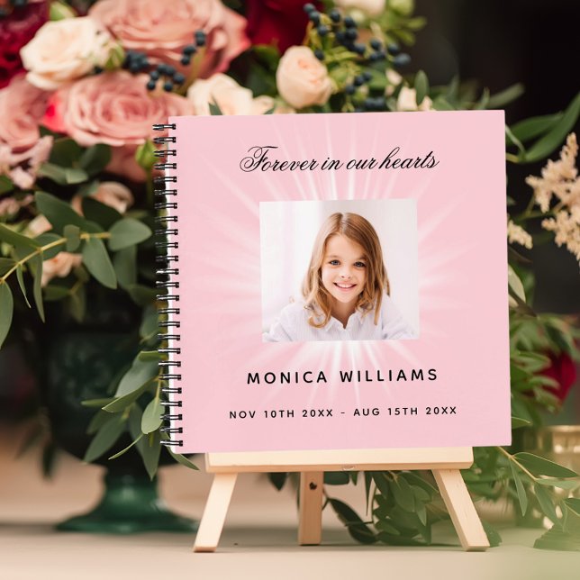 Guest book memorial funeral pink girl photo (Creator Uploaded)