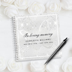 Guest book memorial funeral silver butterfly 