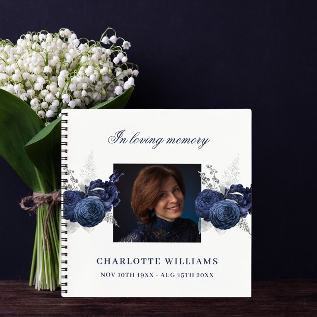 Guest book memorial funeral white blue photo (Creator Uploaded)