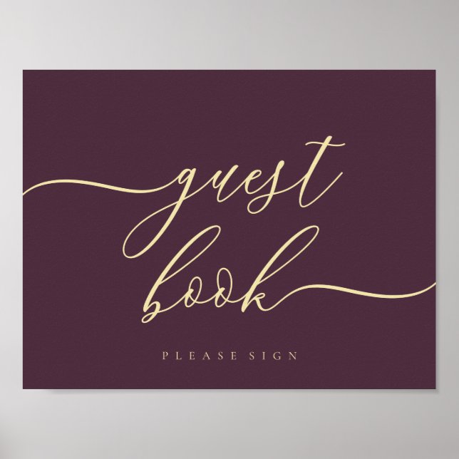 Guest Book Midnight Fig Simple Signature (Front)