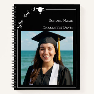 Guest book modern photo black Graduation Party