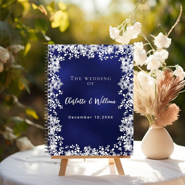Guest book navy blue snowflakes wedding (Creator Uploaded)