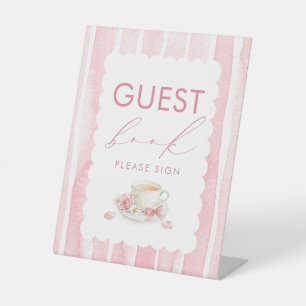 Guest Book Pink Girl Baby Shower Table Sign