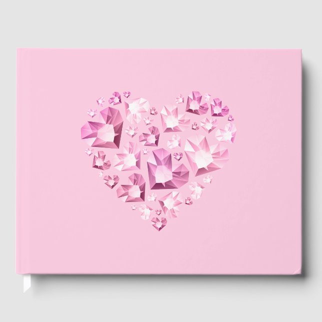 Guest Book-Pink Jewelled Heart Guest Book (Front)