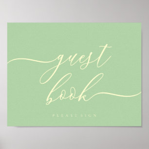 Guest Book Pistachio & Cream Simple Signature