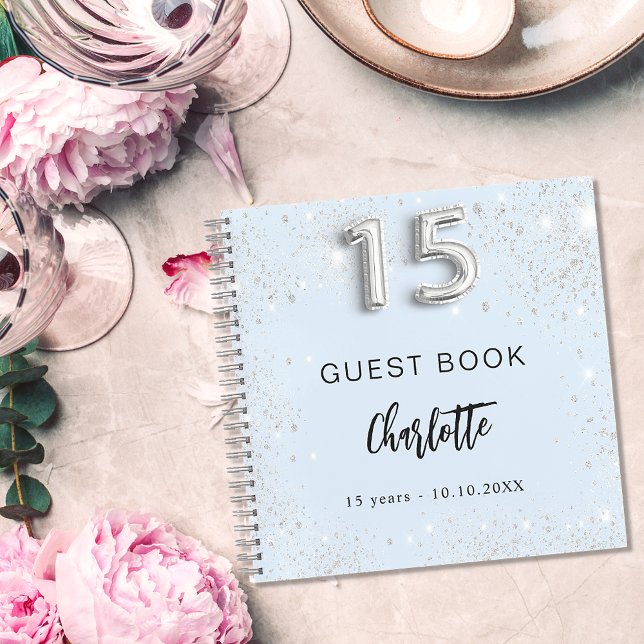 Guest book Quinceanera baby blue silver (Creator Uploaded)