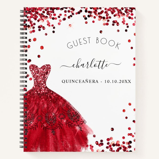 Guest book Quinceanera black red dress  (Front)
