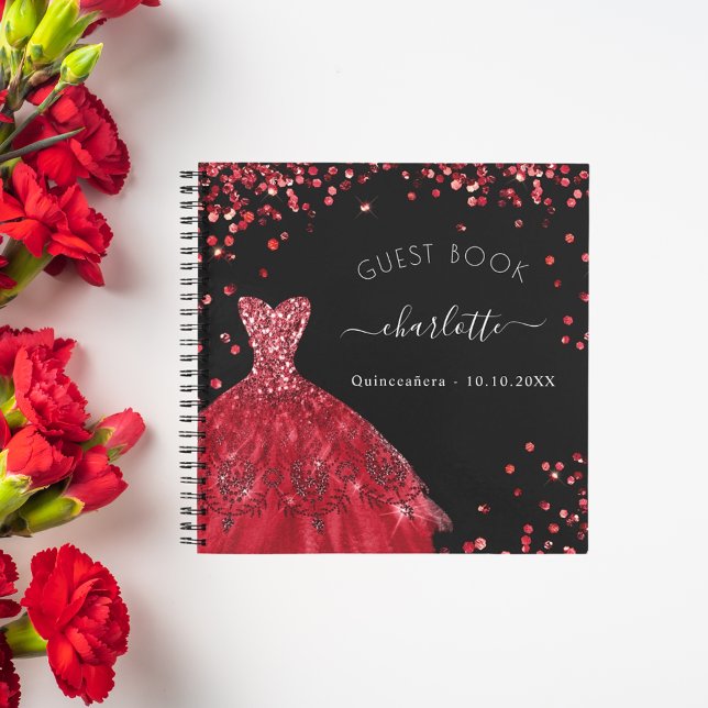 Guest book Quinceanera black red glitter dress  (Creator Uploaded)