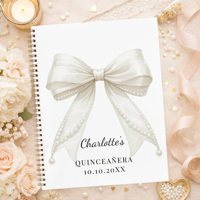 Guest book Quinceanera bow ivory pearls (Creator Uploaded)