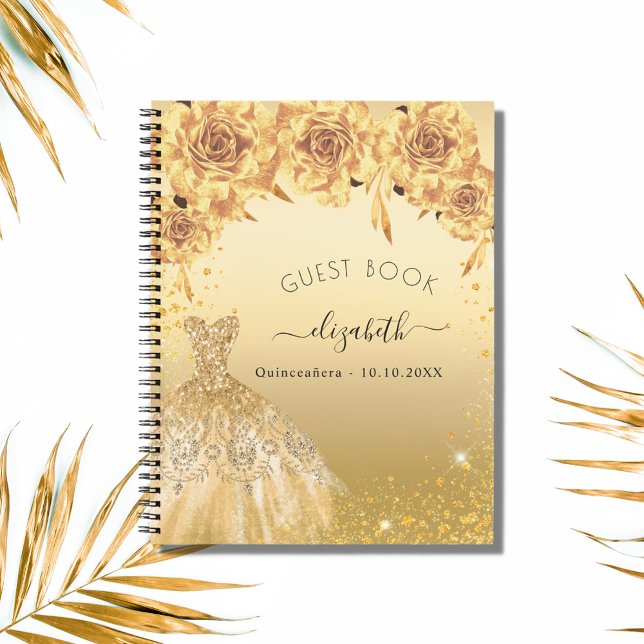 Guest book Quinceanera gold glitter dress  (Creator Uploaded)