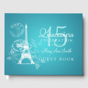 Guest Book Quinceanera Party Paris Turquoise