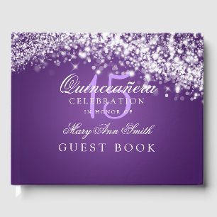 Guest Book Quinceanera Party Sparkling Wave Purple