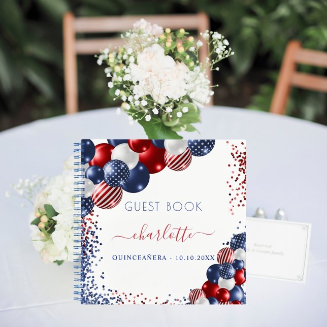 Guest book Quinceanera patriotic red white blue  (Creator Uploaded)