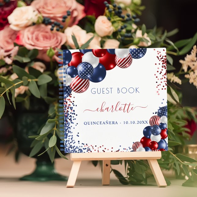 Guest book Quinceanera patriotic red white blue  (Creator Uploaded)