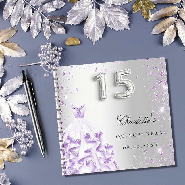 Guest book Quinceanera silver purple glitter dress (Creator Uploaded)