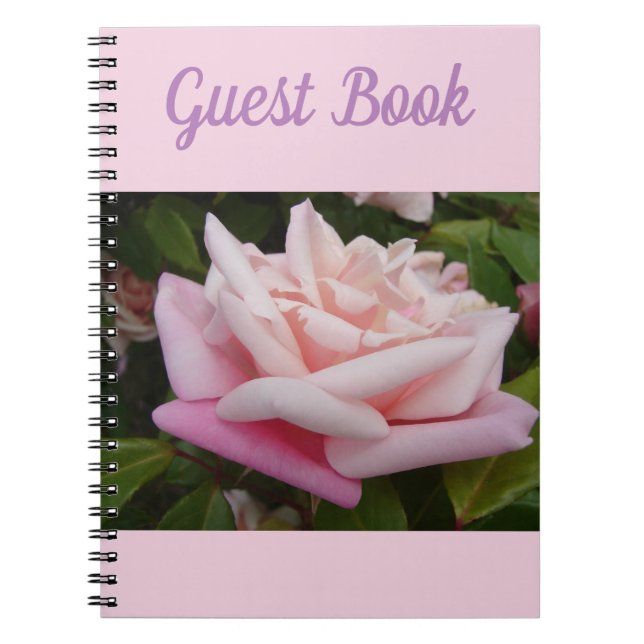 Guest Book Rose Beautiful Pink Rose Flower Retro (Front)