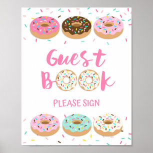 Guest Book Sign Pink Donut Table Sign