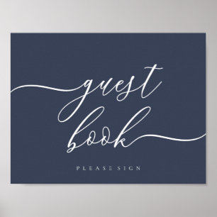 Guest Book Sign simple Navy