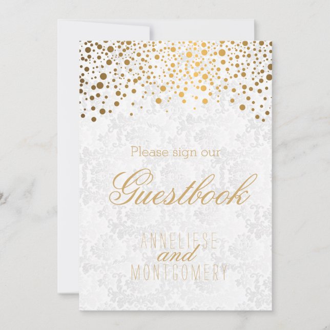 Guest Book Sign - Stylish Gold Confetti (Front)
