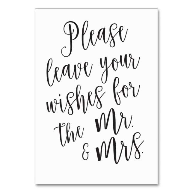 Guest Book Sign Table Number (Front)