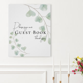 Guest Book Sign with Eucalyptus Leaves