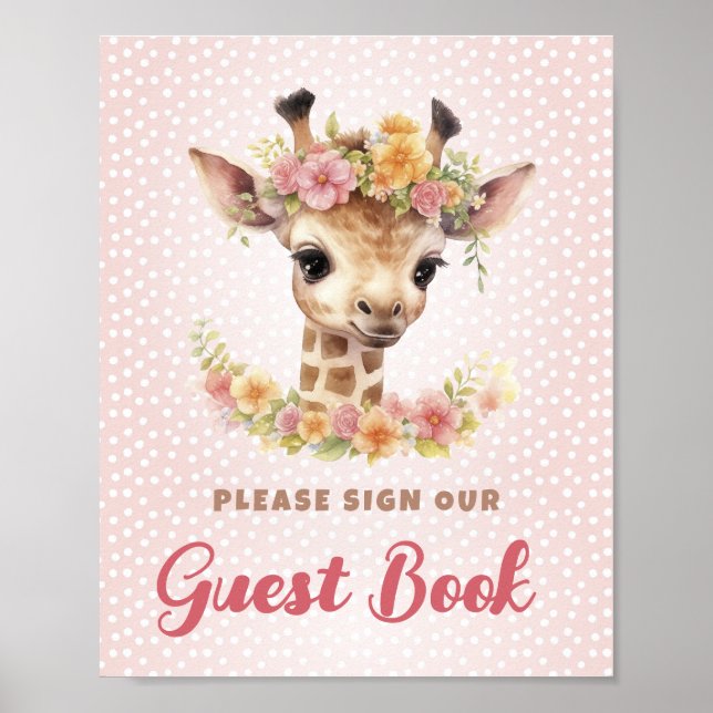 Guest Book Signing Station Girl Safari Birthday (Front)