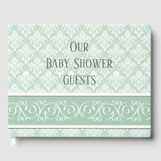 Guest Book - Soft Jade Damask