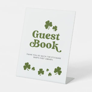 Guest Book St. Patrick's Day Green Shamrock Pedestal Sign