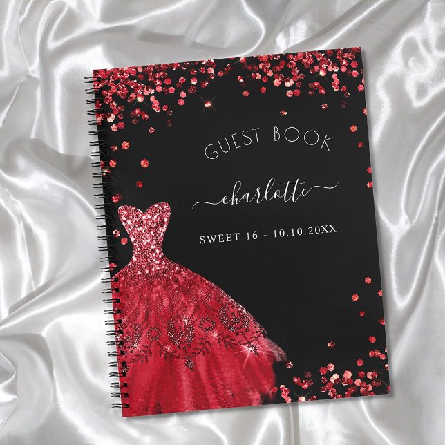 Guest book Sweet 16 black red glitter dress  (Creator Uploaded)