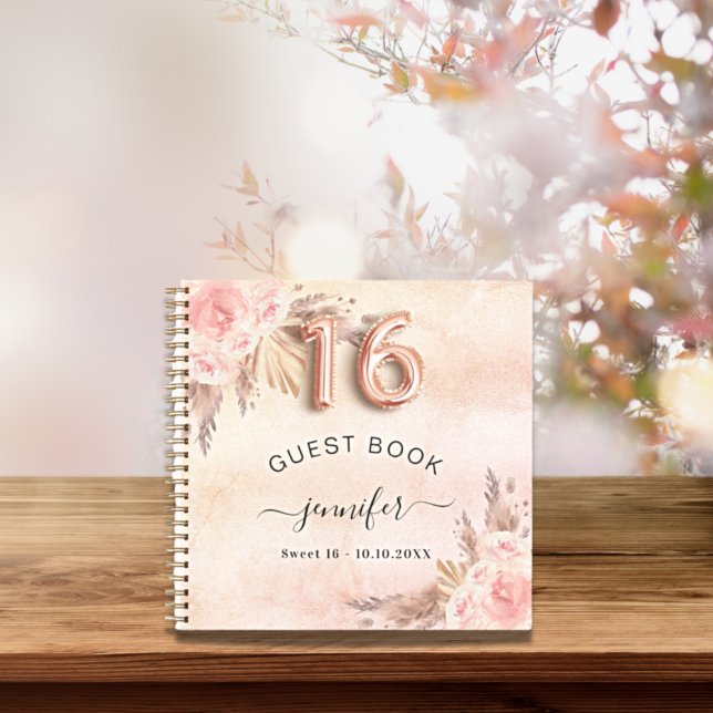 Guest book Sweet 16 pampas grass rose gold (Creator Uploaded)